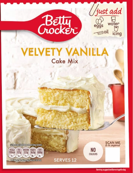 Betty Crocker Velvety Vanilla Cake Mix, Easy-to-Bake Cake Mix, 425g