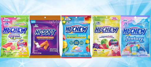 Hi Chew Variety Pack Sweet & Sour 90g | Softed Caramel 85g | Fantasy Mix  85g | Original Mix 85g | Reduced Sugar 60g