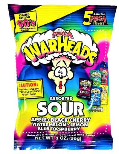 Warheads Bags Bundle Extreme sour 85g | Wedgies 99g | Mega sour booms 71g | Assorted sour 56g