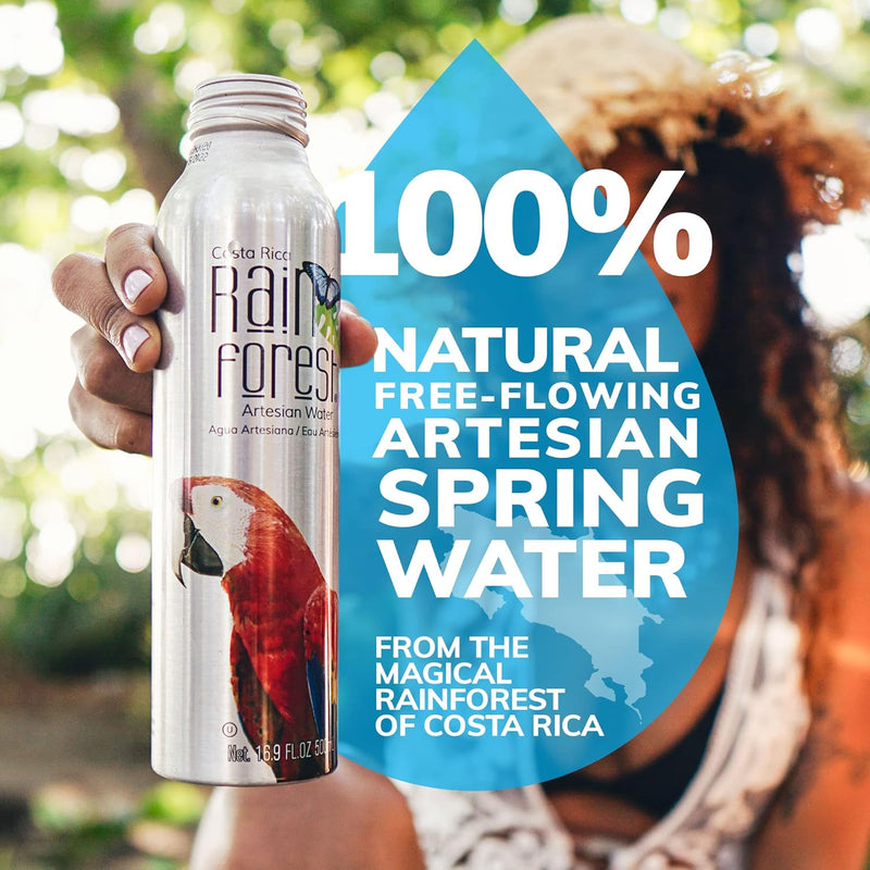 RainForest Artesian Water from Costa Rica. Aluminium Reusable Bottle 500mL (Pack of 12)