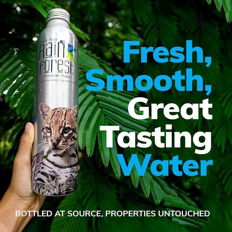 RainForest Artesian Water from Costa Rica. Aluminium Reusable Bottle 750mL (Pack of 6)