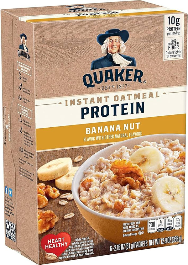 Quaker Instant Oatmeal Protein Banana Nut 366g (Best Before Date 19/11/2024)