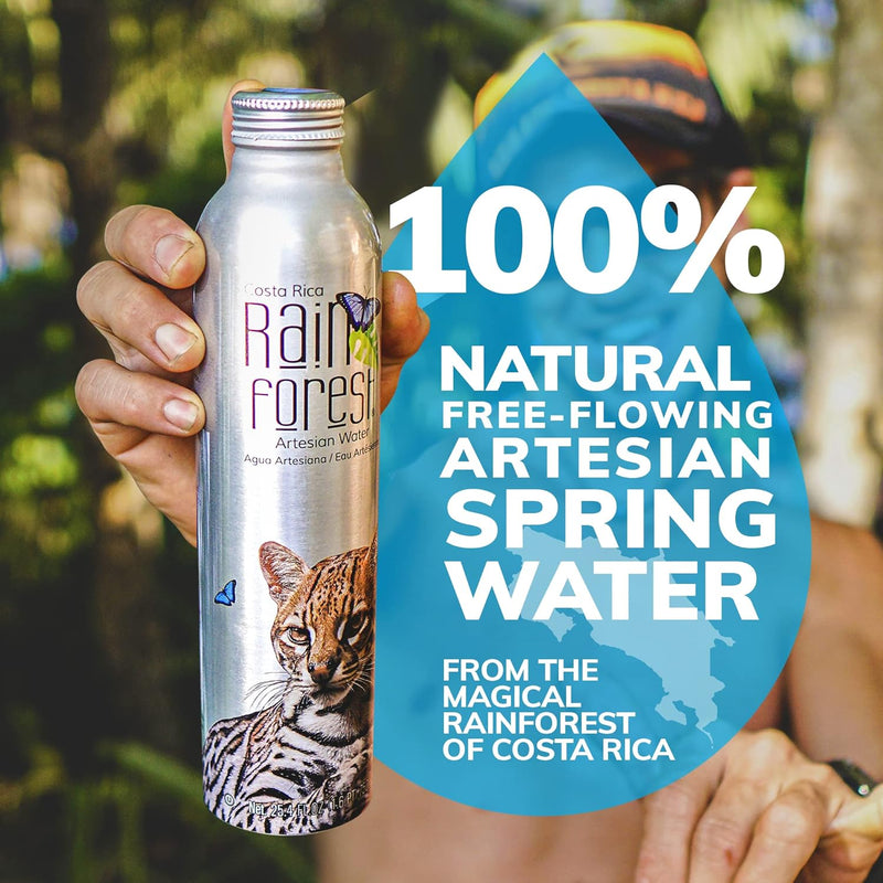 RainForest Artesian Water from Costa Rica. Aluminium Reusable Bottle 750mL (Pack of 6)