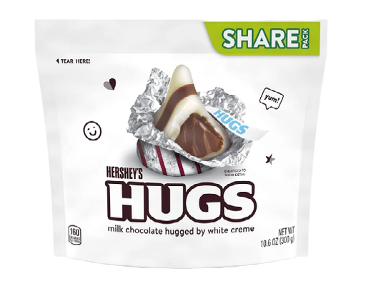 Hershey's Kisses Share Pack Bundle | Rainbow Brownie 255g | Strawberry Ice cream cone 255g | Hugs Milk chocolate 300g