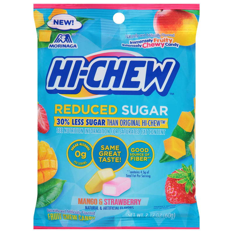 Hi- Chew Reduced Sugar Mango & Strawberry Fruit Chewy Candy 60g (Best Before Date 15/02/2025)