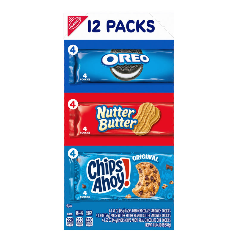 Nabisco, Oreo, Nutter Butter, Original Chips Ahoy!, Variety 12 Packs, 580g