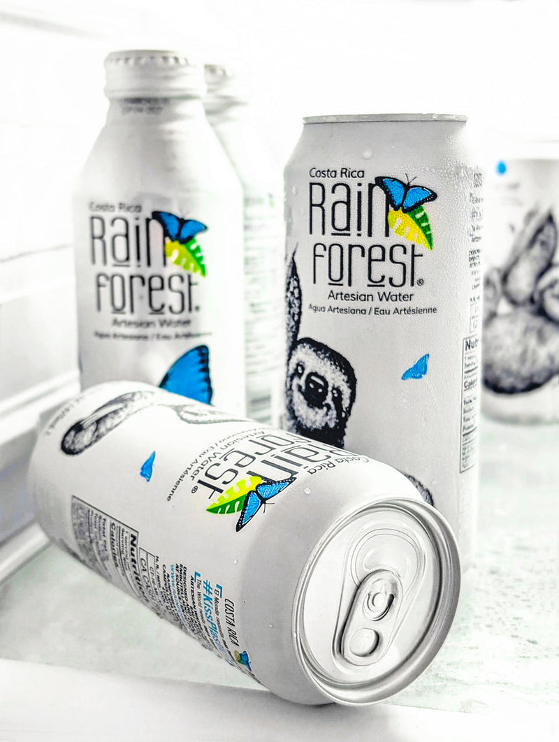 RainForest Premium & Natural Artesian Spring Water from Costa Rica, Aluminium Cans 475mL (Pack of 12)