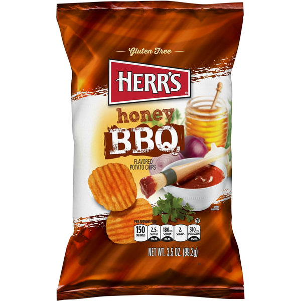 Herr's Honey BBQ Flavoured Potato Chips 99.2g