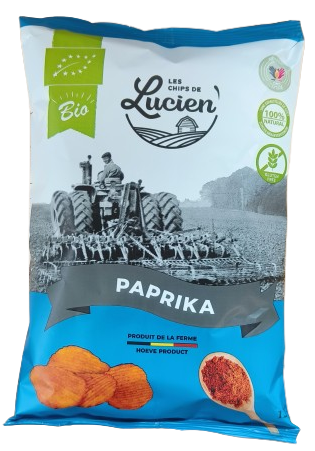 Lucien Paprika Belgian Farm Chips – 125g – Organic, Gluten-Free, Artisan-Certified