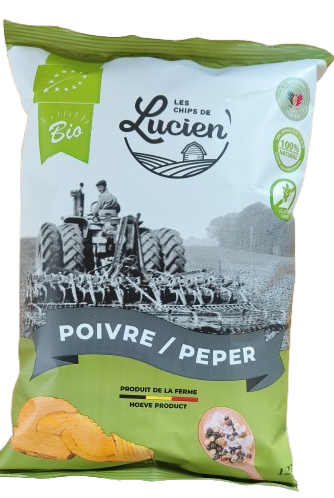 Lucien Unsalted Belgian Farm Chips – 125g – Organic, Gluten-Free, Artisan-Certified