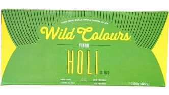 Wild Colours Premium Holi Colours - 10x50g (500g) - Non-Toxic & Skin Friendly