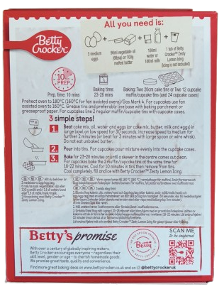 Betty Crocker (EU) Zesty Lemon Cake Mix 425g