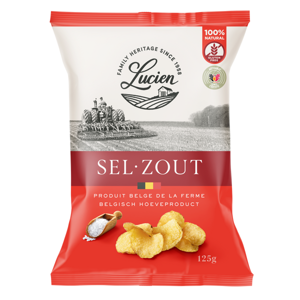 Lucien Salted Belgian Farm Chips – 125g – 100% Natural, Gluten-Free, Artisan-Certified