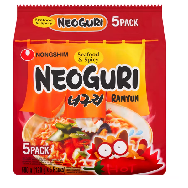 Nongshim Neoguri Ramyun Seafood & Spicy Instant Noodles 600g (5 x 120g)