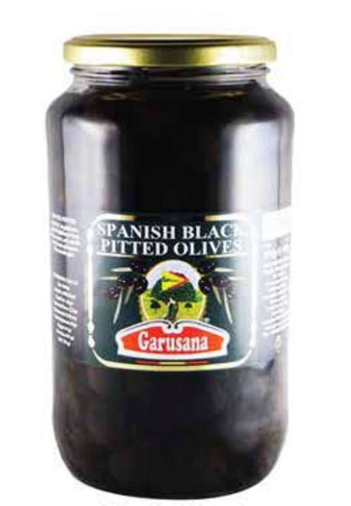 Garusana Spanish Black Pitted Olives Large 910g