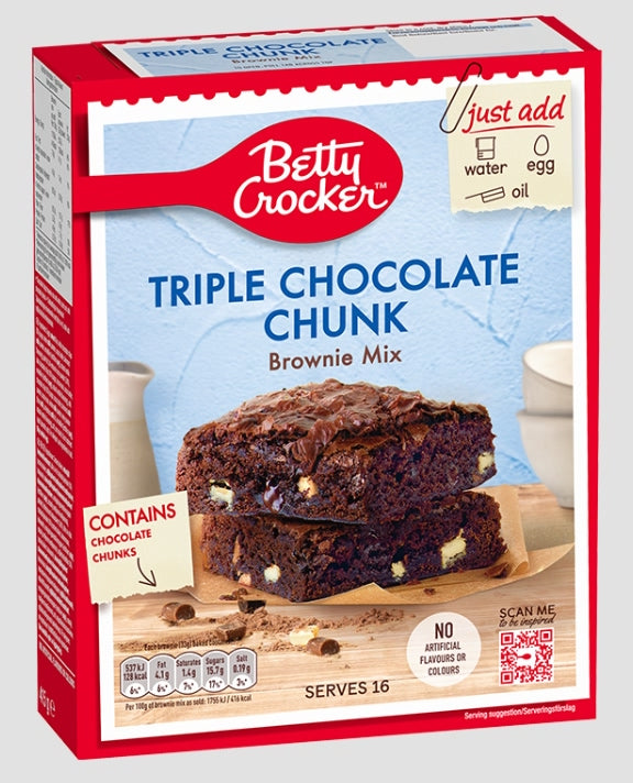 Betty Crocker (EU) Triple Chocolate Chunk Brownie Mix 415g