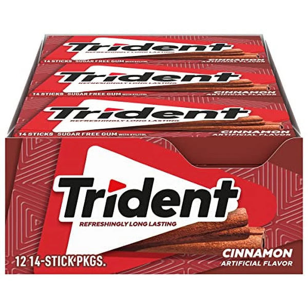 Trident Cinnamon Sugar Free Gum (12 Pack-  Packs of 14 Pieces - 168 Total Pieces)