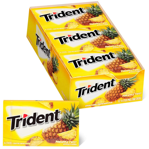 Trident Pineapple Twist Sugar Free Gum (12 Pack-  Packs of 14 Pieces - 168 Total Pieces)