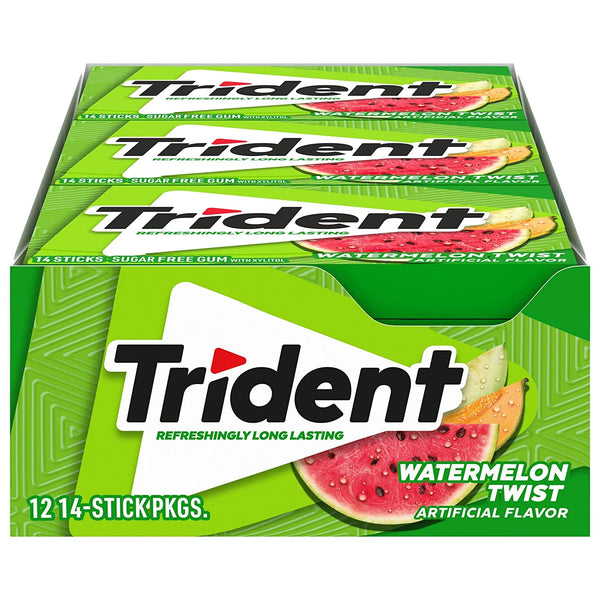 Trident Watermelon Twist Sugar Free Gum (12 Pack-  Packs of 14 Pieces - 168 Total Pieces)