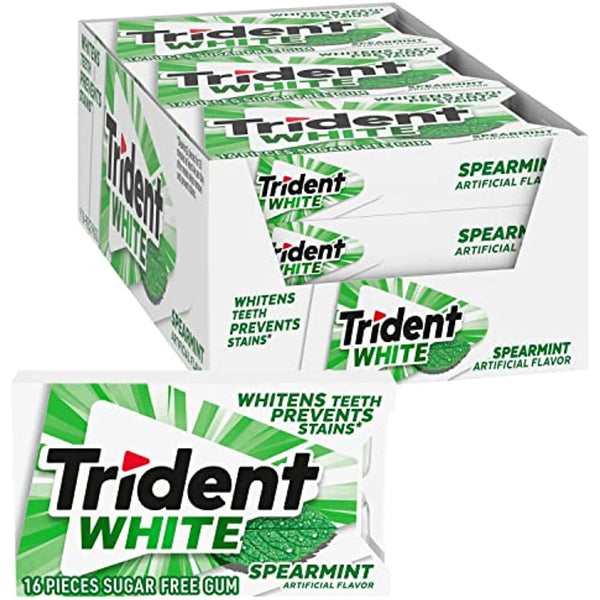 Trident White Spearmint Sugar Free Gum, 16 Count (Pack of 9 - 144 Pieces)