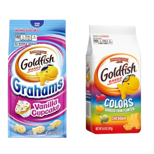 Pepperidge Farm Goldfish Baked Snack Crackers, Variety Pack with Vanilla Cupcake and Colour Flavours | 2 Pack