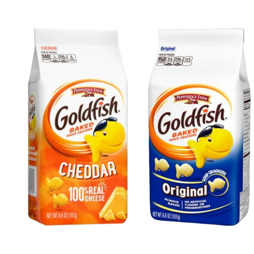 Pepperidge Farm Goldfish Baked Snack Crackers, Variety Pack with Original and Cheddar Flavours | 2 Pack