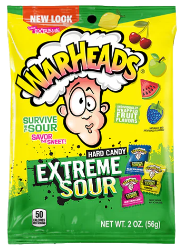 Warheads Bags Bundle Extreme sour 85g | Wedgies 99g | Mega sour booms 71g | Assorted sour 56g