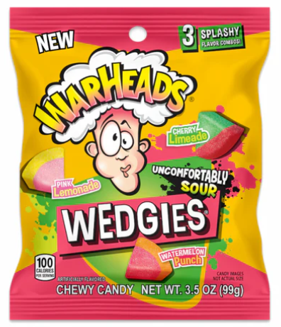 Warheads Bags Bundle Extreme sour 85g | Wedgies 99g | Mega sour booms 71g | Assorted sour 56g