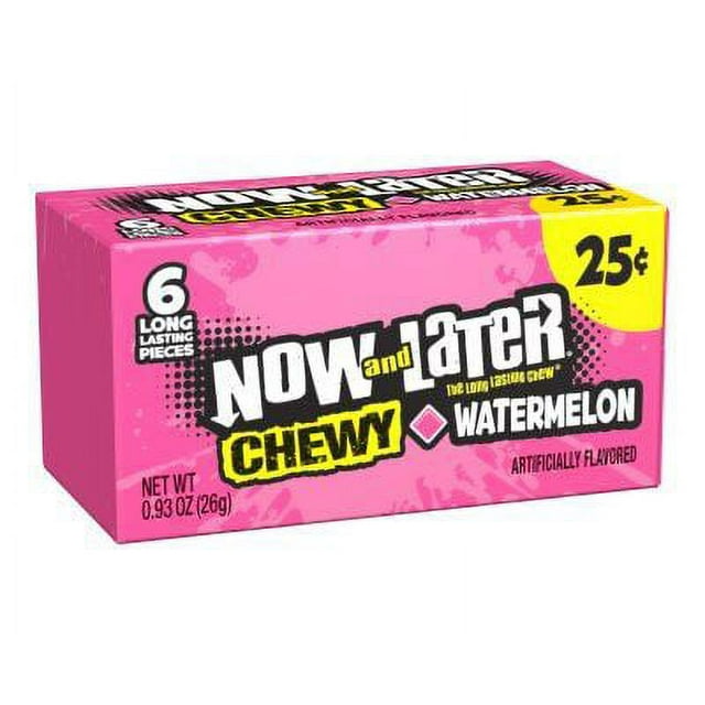 Now and Later Watermelon Chewy Candy (24 x 26g) (Best Before Date 10/2024)