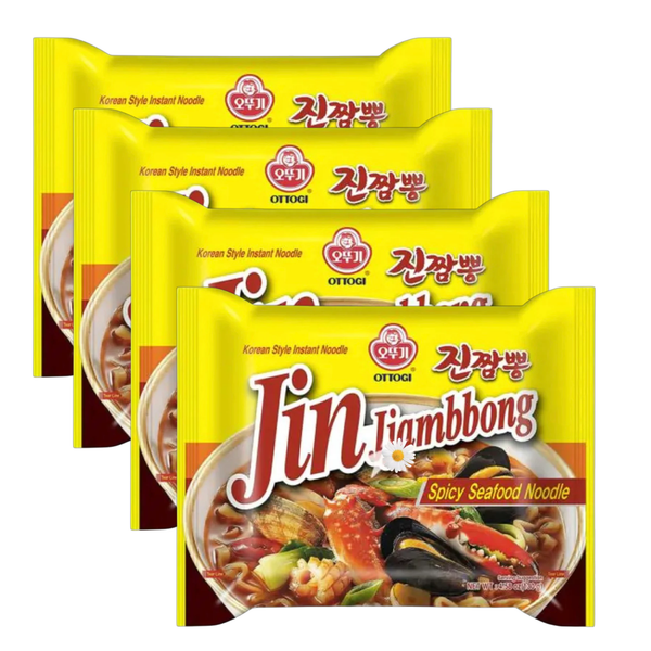 OTTOGI Jin Jjamppong, Korean Style Spicy Seafood Ramen Instant Noodle 520g (4 x 130g)