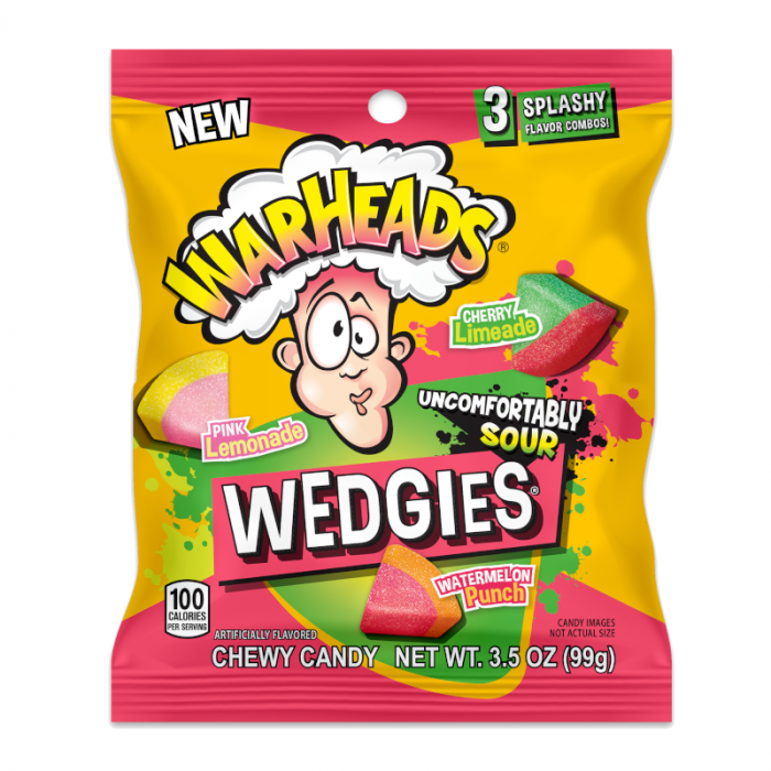 Warheads Uncomfortably Sour Wedgies 3 Splashy Peg Bag 127g