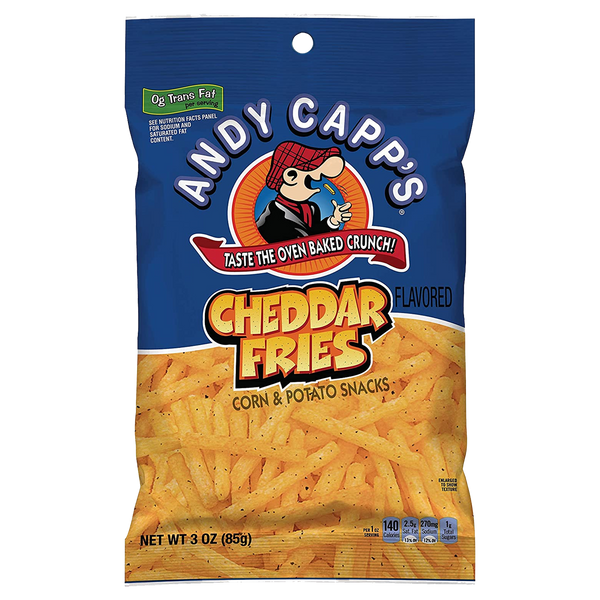 Andy Capp's Cheddar Fries Corn & Potato Snacks 85g sold by American Grocer in the UK