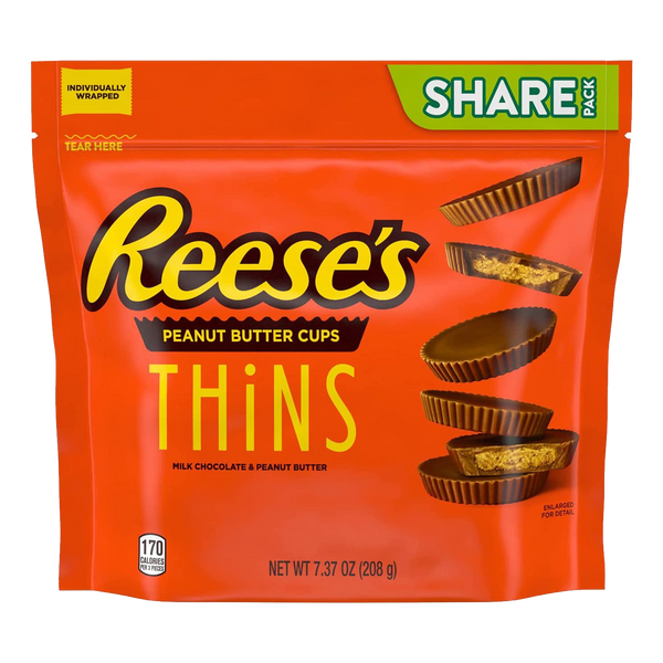 Reese's Thins Milk Chocolate & Peanut Butter Cups Bag 208g